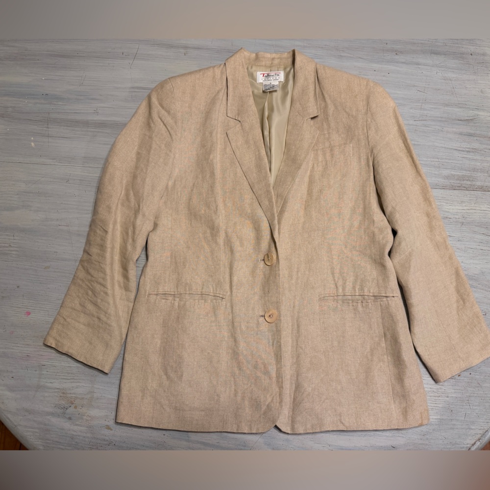 Tan Blazer Jacket 100% linen